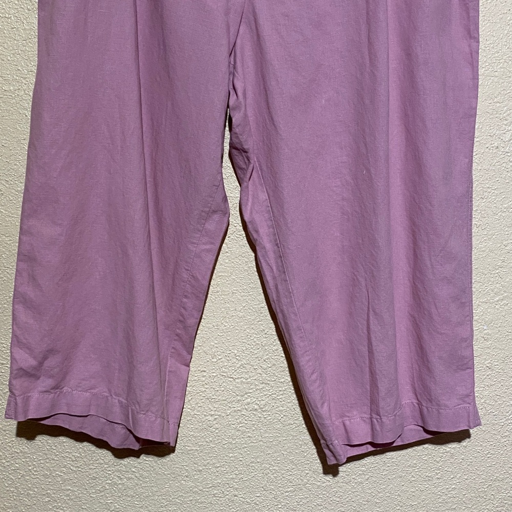 Liz Claiborne Cropped Pants XXL Pink Wide Leg Relaxed 4-Pockets Linen Cotton - Picture 3 of 13